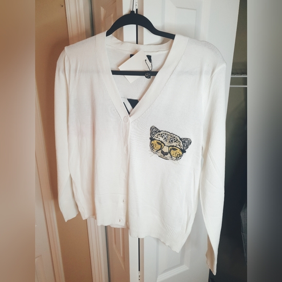 Embroidery white cadigan - Picture 5 of 10